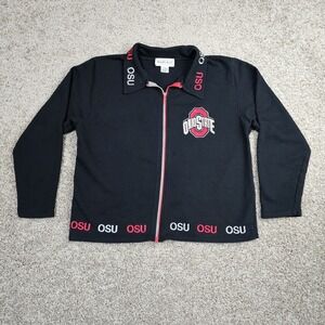 Vtg BellePointe Ohio State Buckeyes Full Zip Jacket Sweater Sz L OSU Embroidered